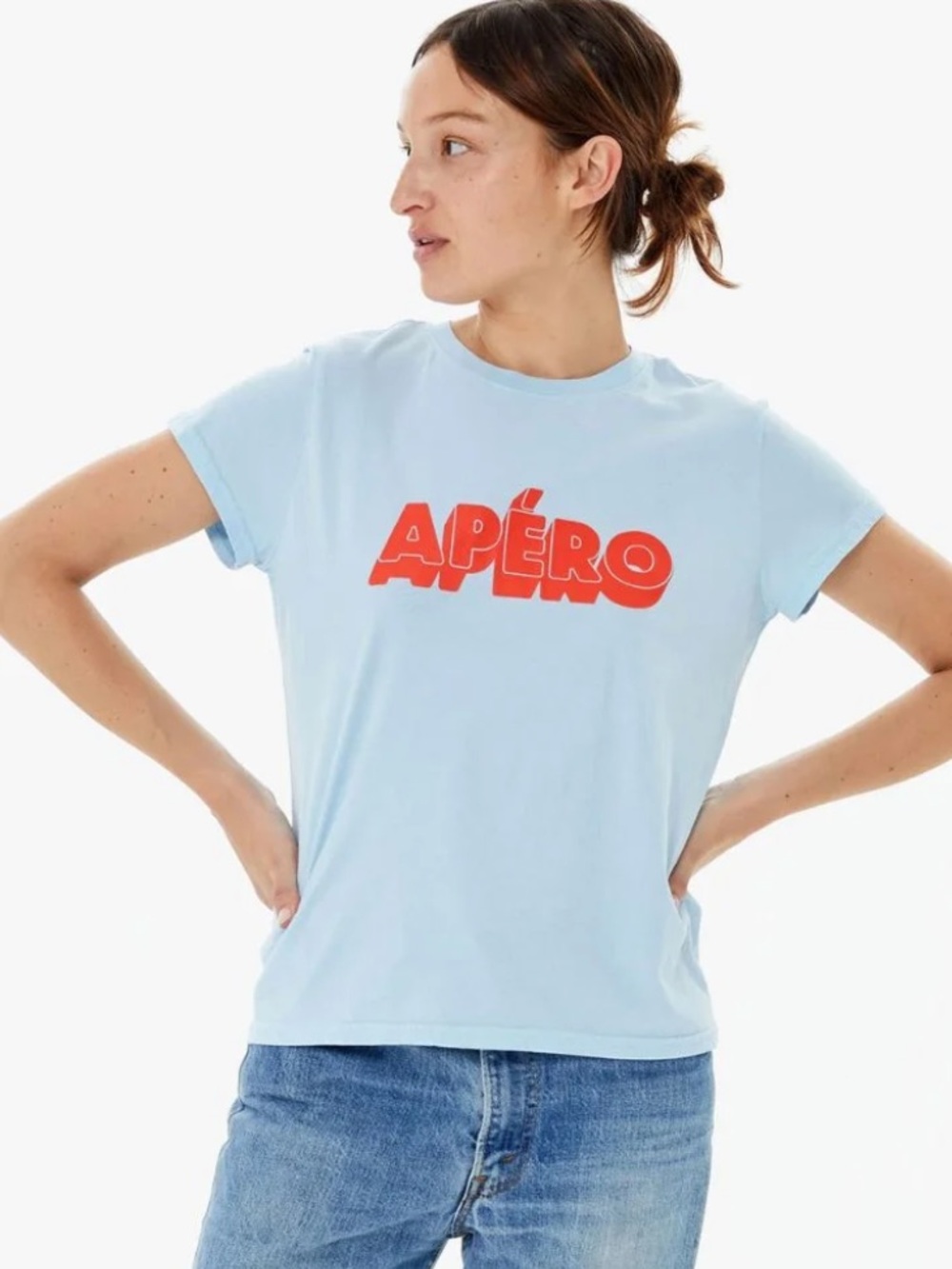Clare V Apéro Tee in Light Blue sz. S